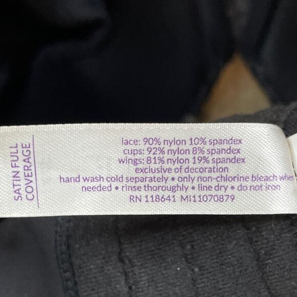 Cacique Satin Full Coverage Bra Spotted Animal Print Black White Size 44F - Picture 7 of 7